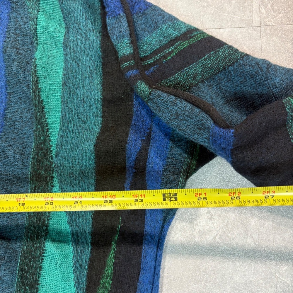 St. Croix Knits Vintage Mens XL Wool Mohair Abstract Sweater Teal Blue USA Made - Picture 5 of 5